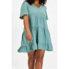 New Regular Casual Daily Aerobin Woven V Neck Short Sleeve Shift Mini Length Dress