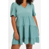 New Regular Casual Daily Aerobin Woven V Neck Short Sleeve Shift Mini Length Dress