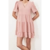 New Regular Casual Daily Aerobin Woven V Neck Short Sleeve Shift Mini Length Dress