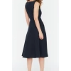 New Regular Business Finike Woven Crew Neck Sleeveless Skater Midi Length Dress