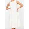 New Regular Business Finike Woven Crew Neck Sleeveless Skater Midi Length Dress