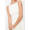 New Regular Business Finike Woven Crew Neck Sleeveless Skater Midi Length Dress
