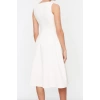 New Regular Business Finike Woven Crew Neck Sleeveless Skater Midi Length Dress