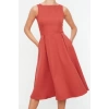 New Regular Business Finike Woven Crew Neck Sleeveless Skater Midi Length Dress