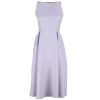 New Regular Business Finike Woven Crew Neck Sleeveless Skater Midi Length Dress