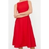 New Regular Business Finike Woven Crew Neck Sleeveless Skater Midi Length Dress