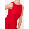 New Regular Business Finike Woven Crew Neck Sleeveless Skater Midi Length Dress
