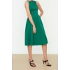 New Regular Business Finike Woven Crew Neck Sleeveless Skater Midi Length Dress