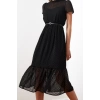 New Regular Business Chiffon Woven Stand Collar Short Sleeve A-Line Midi Length Dress