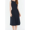 New Regular Business Finike Woven Crew Neck Sleeveless Skater Midi Length Dress