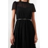 New Regular Business Chiffon Woven Stand Collar Short Sleeve A-Line Midi Length Dress