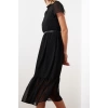New Regular Business Chiffon Woven Stand Collar Short Sleeve A-Line Midi Length Dress