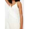 New Regular Business Finike Woven V Neck Strappy Sleeve A-Line Mini Length Dress