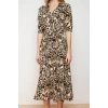 New Regular Casual Daily Shally Woven Shirt Collar Short Sleeve Shirt Dress Midi Length Dress