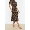 New Regular Casual Daily Shally Woven Shirt Collar Short Sleeve Shirt Dress Midi Length Dress