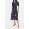 New Regular Casual Daily Shally Woven Shirt Collar Short Sleeve Shirt Dress Midi Length Dress