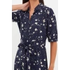 New Regular Casual Daily Shally Woven Shirt Collar Short Sleeve Shirt Dress Midi Length Dress