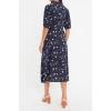 New Regular Casual Daily Shally Woven Shirt Collar Short Sleeve Shirt Dress Midi Length Dress