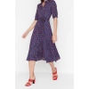 New Regular Casual Daily Shally Woven Shirt Collar Short Sleeve Shirt Dress Midi Length Dress