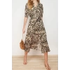 New Regular Casual Daily Shally Woven Shirt Collar Short Sleeve Shirt Dress Midi Length Dress