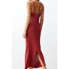 New Regular Casual Daily Single Plate Knitwear V Neck Strappy Sleeve Basic Maxi Length Dress