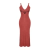 New Regular Casual Daily Single Plate Knitwear V Neck Strappy Sleeve Basic Maxi Length Dress