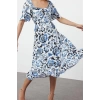 New Regular Casual Daily Shally Woven Sweetheart Neck Short Sleeve A-Line Midi Length Dress