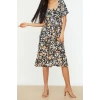New Regular Casual Daily Shally Woven Sweetheart Neck Short Sleeve A-Line Midi Length Dress