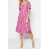 New Regular Casual Daily Shally Woven Sweetheart Neck Short Sleeve A-Line Midi Length Dress