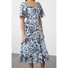 New Regular Casual Daily Shally Woven Sweetheart Neck Short Sleeve A-Line Midi Length Dress