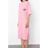 New Comfortable Casual Daily 2 Yarn Non-raised Knitted Crew Neck Three Quarter Sleeve Shift Midi Length Dress