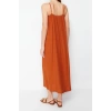 New Regular Casual Daily Shally Woven U Neck Strappy Sleeve Shift Maxi Length Dress