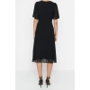 New Regular Day Night Chiffon Woven Crew Neck Short Sleeve A-Line Midi Length Dress