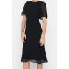 New Regular Day Night Chiffon Woven Crew Neck Short Sleeve A-Line Midi Length Dress