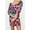 New Fit Day Night Queen Crepe Woven Square Neck Three Quarter Sleeve Bodycone Mini Length Dress