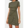 New Regular Casual Daily Camisole Knitted Crew Neck Short Sleeve Wrap Mini Dress