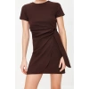 New Regular Casual Daily Camisole Knitted Crew Neck Short Sleeve Wrap Mini Dress