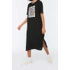 New Comfortable Casual Daily Aerobin Woven Crew Neck Short Sleeve Shift Midi Length Dress