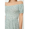 New Regular Casual Daily Polyester Camisole Knitted Carmen Collar Short Sleeve Skater Midi Length Dress