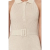 New Slim Casual Daily Double Plate Knitwear Polo Collar Sleeveless Sleeve Bodycone Midi Length Dress