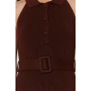 New Slim Casual Daily Double Plate Knitwear Polo Collar Sleeveless Sleeve Bodycone Midi Length Dress