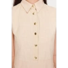 New Comfortable Casual Daily Linen Look Woven Shirt Collar Sleeveless Sleeve Shift Mini Length Dress