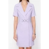 New Regular Business Finike Woven Jacket Collar Short Sleeve Jacket Dress Midi Length Dress