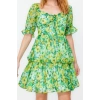 New Comfortable Casual Daily Chiffon Woven Carmen Collar Short Sleeve Skater Mini Length Dress