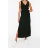 New Regular Day Night Thick Sandy Knitted V Neck Sleeveless Sleeve A-Line Midi Length Dress