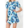New Regular Casual Daily Poplin Woven Crew Neck Short Sleeve Skater Mini Length Dress