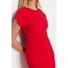 New Regular Business Finike Woven Crew Neck Short Sleeve Bodycon Midi Length Dress