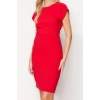 New Regular Business Finike Woven Crew Neck Short Sleeve Bodycon Midi Length Dress
