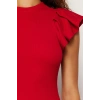 Yeni Slim Business Kaşkorse Örme Bisiklet Yaka Kısa Kol Bodycone Midi Boy Elbise