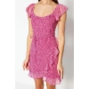 New Regular Casual Daily Chiffon Woven Square Collar Short Sleeve Double Breasted Mini Length Dress